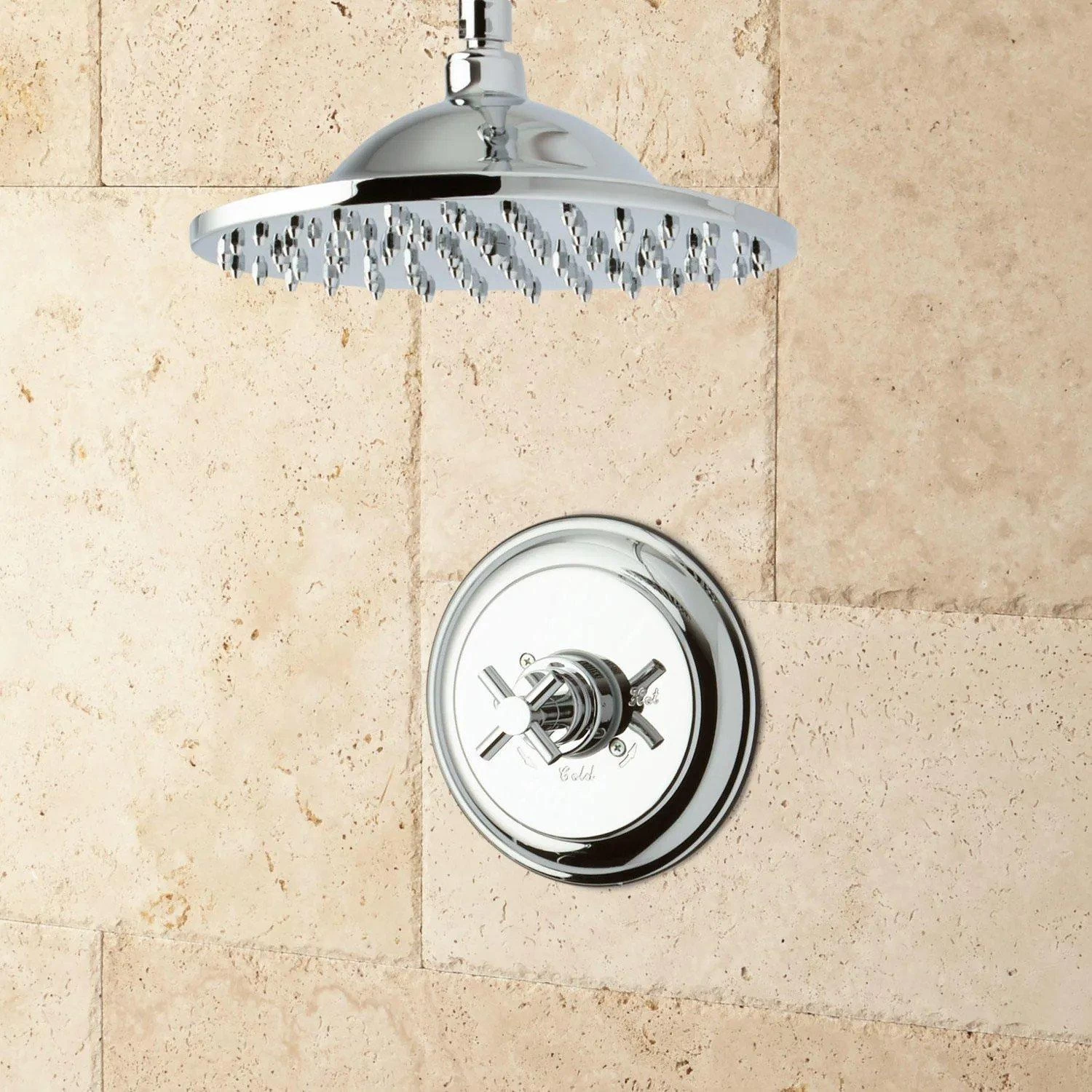 Bostonian Ceiling-Mount Rainfall Nozzle Shower Set - Modern Cross Handle - Image 6