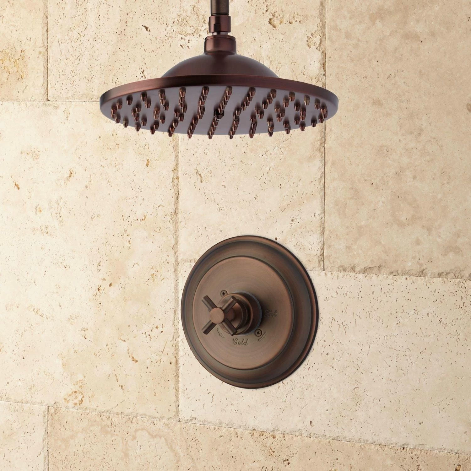 Bostonian Ceiling-Mount Rainfall Nozzle Shower Set - Modern Cross Handle - Image 2