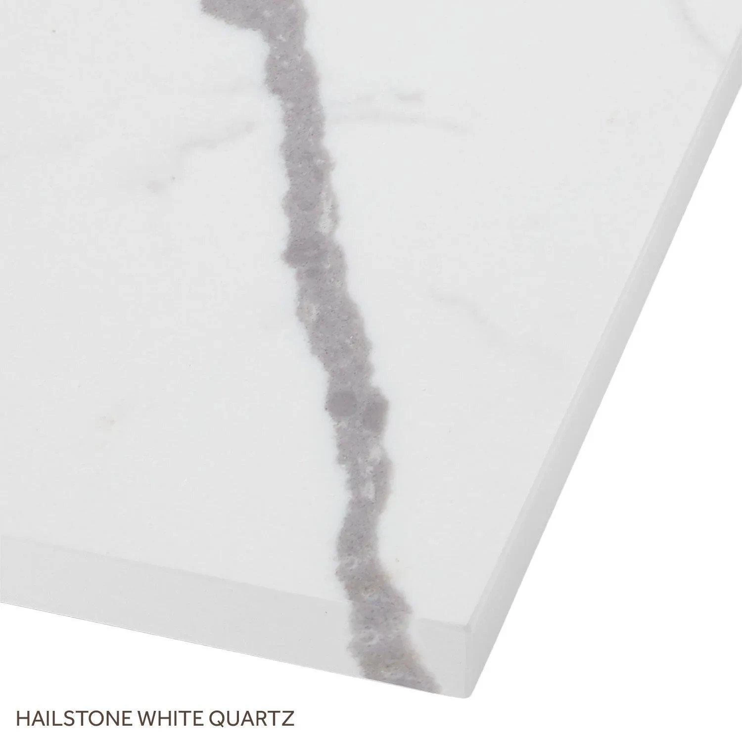 73" X 22" 3cm Quartz Vanity Top For Rectangular Undermount Sinks - Hailstone White - White Sink - Image 3