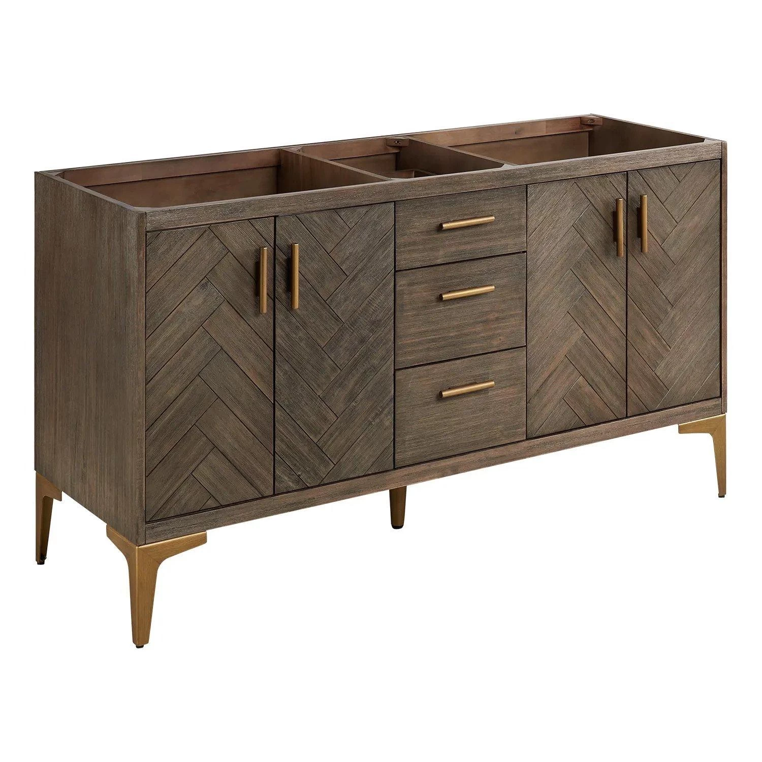 60" Frey Double Vanity For Rectangular Undermount Sinks - Gray Wash - Image 2