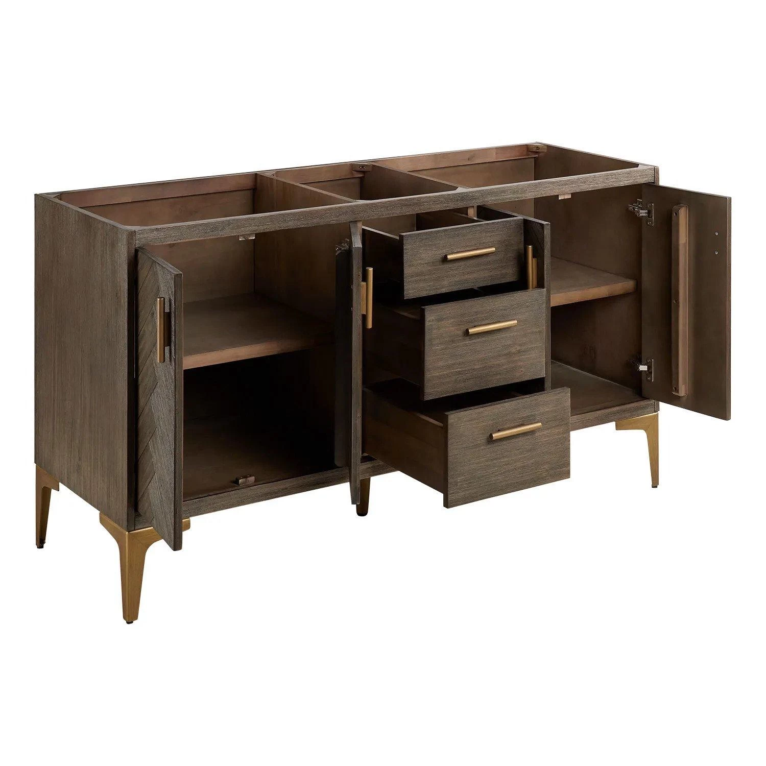 60" Frey Double Vanity For Rectangular Undermount Sinks - Gray Wash - Image 3